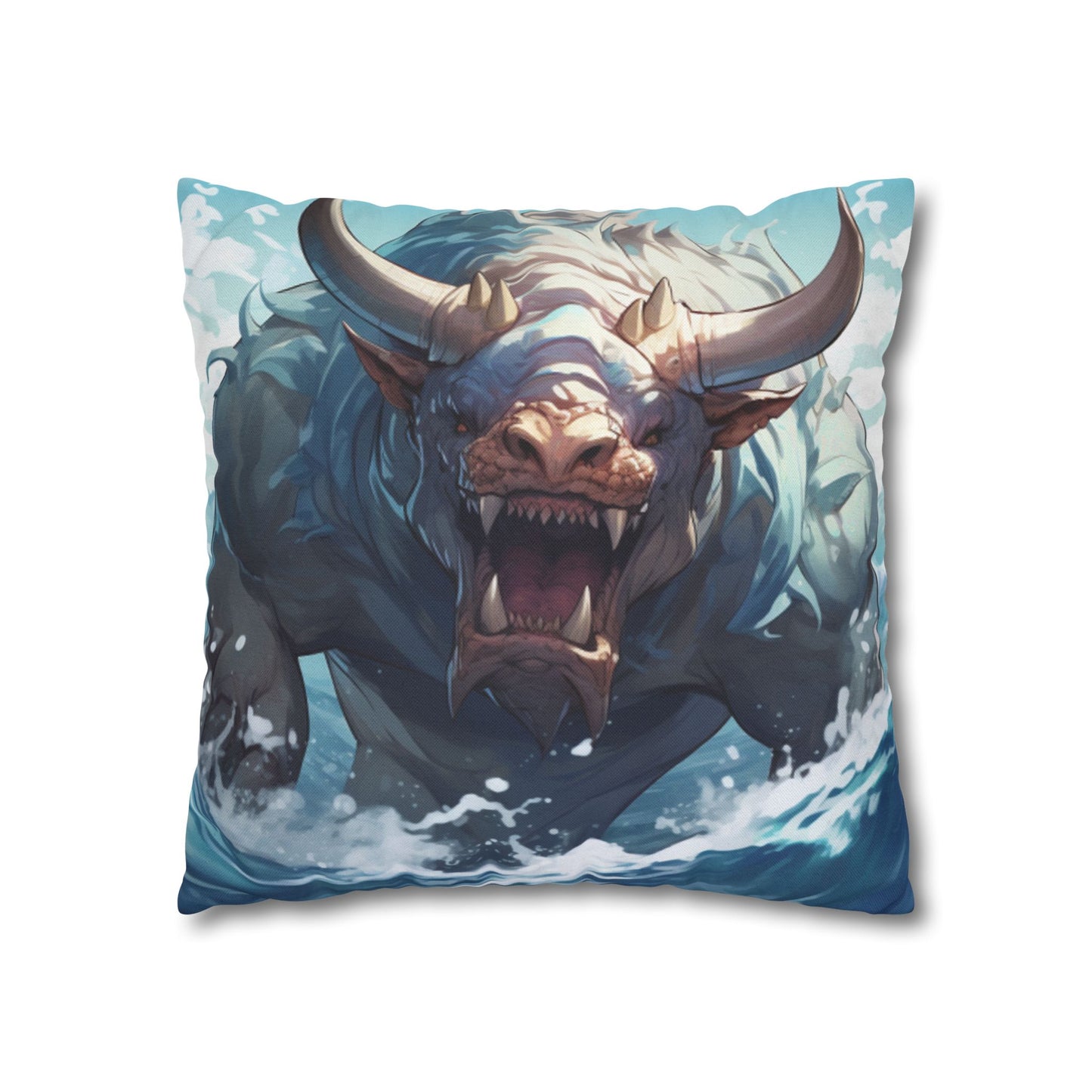 Bull Shark Fusion: Water Fantasy - Hybrid Ocean Marine Animal - Spun Polyester Square Pillow Case