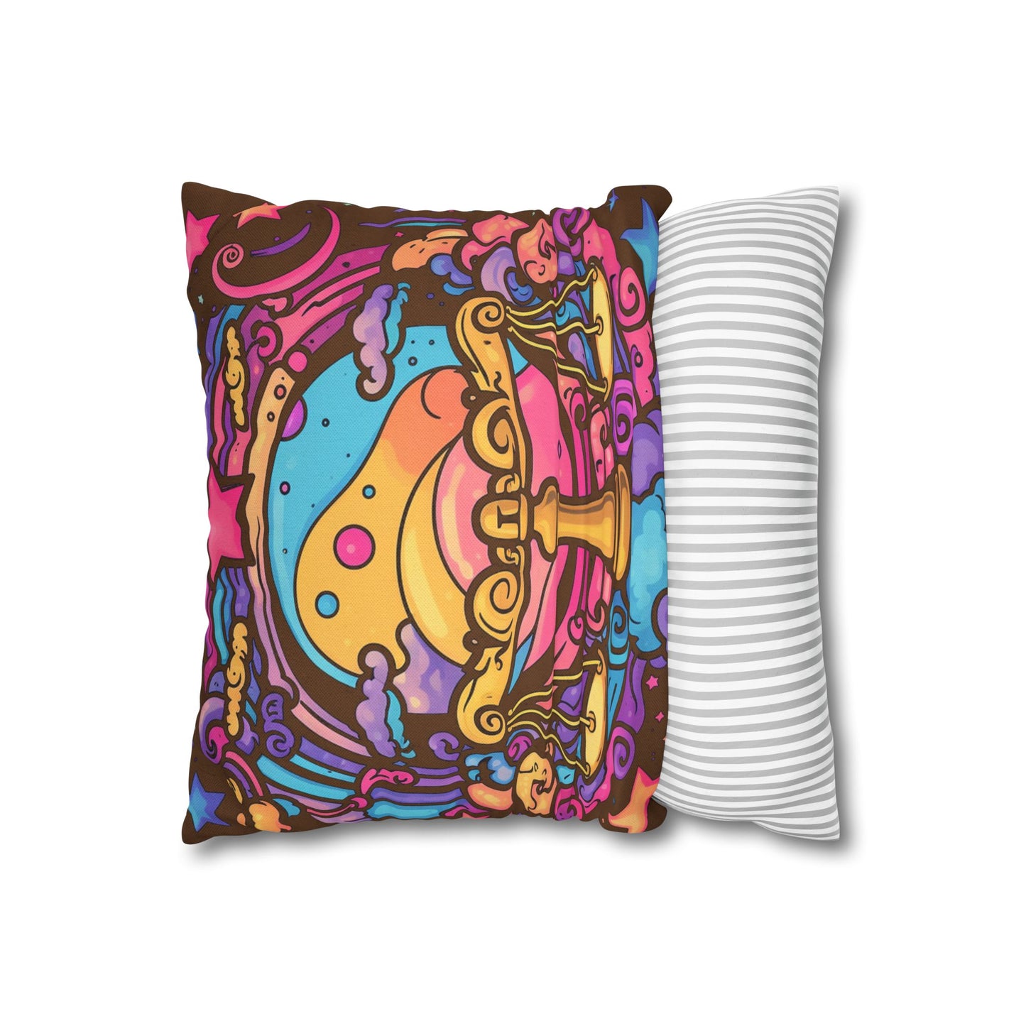 Cosmic Libra - Trippy Psychedelic Cartoon Art Zodiac Sign - Spun Polyester Square Pillow Case