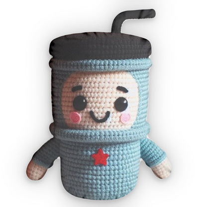 Kawaii Crochet Coffee Tumbler Cup Aragami Plush Shaped Pillow