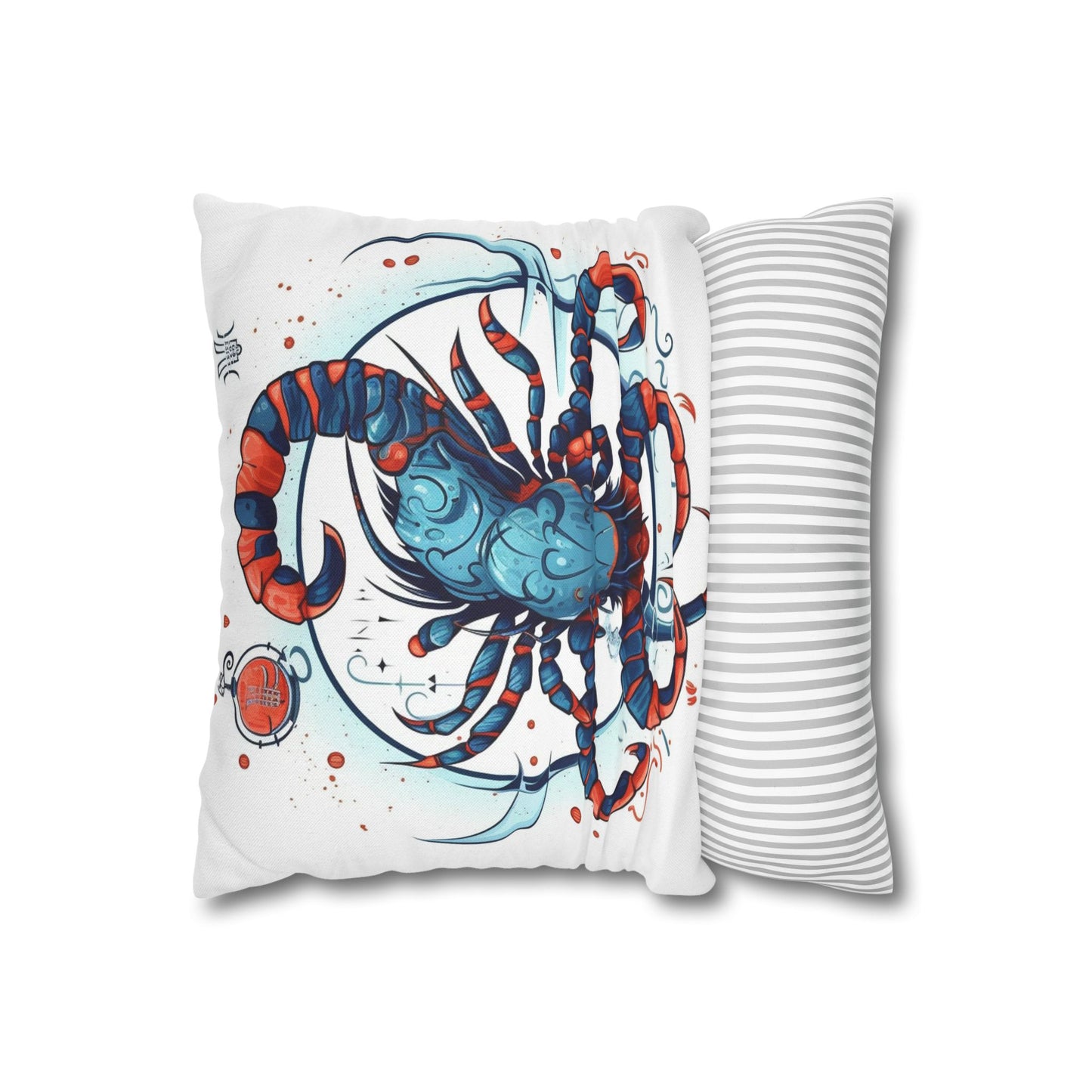 Cute Scorpio Zodiac Sign - Big Claws, Long Tail Cosmic Astrology Symbol - Spun Polyester Square Pillow Case