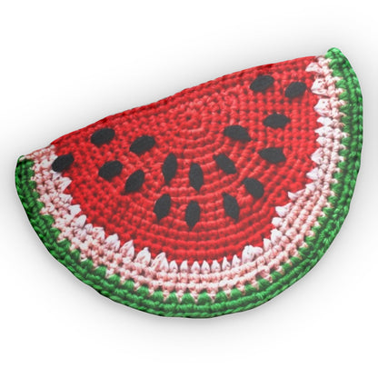 Home Watermelon Slice Shaped Hooked Pillow, Crochet Plush Gift