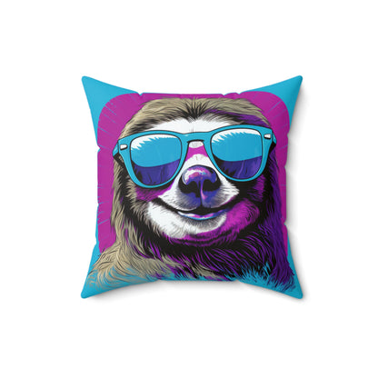 Galactic Sloth Retro-Inspired Animal Spun Polyester Square Pillow