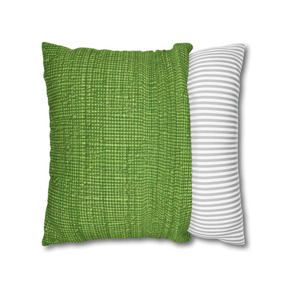 Olive Green Denim-Style: Seamless, Textured Fabric - Spun Polyester Square Pillow Case