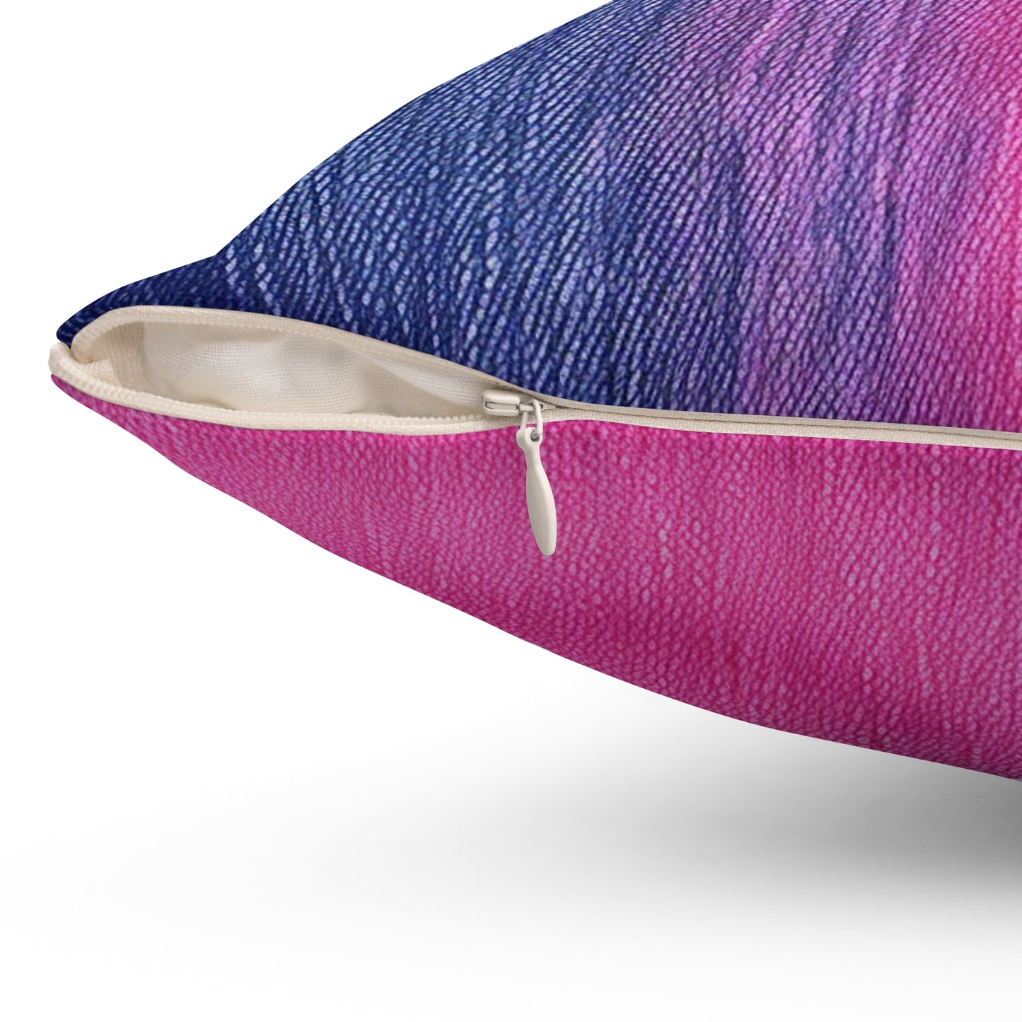 Dual Delight: Half-and-Half Pink & Blue Denim Daydream - Spun Polyester Square Pillow