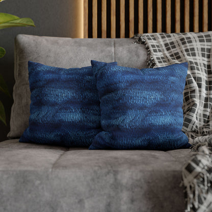 Blue Spectrum: Denim-Inspired Fabric Light to Dark - Spun Polyester Square Pillow Case