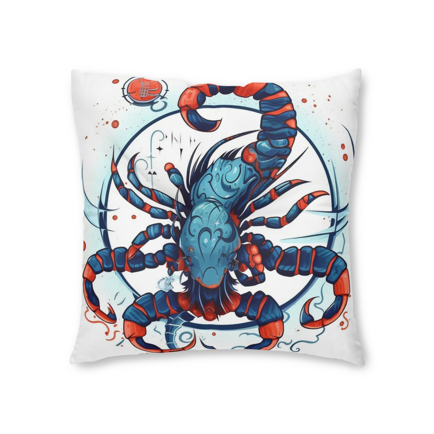 Cute Scorpio Zodiac Sign - Big Claws, Long Tail Cosmic Astrology Symbol - Tufted Floor Pillow, Square