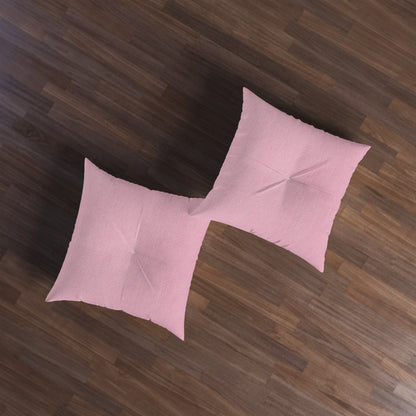 Blushing Garment Dye Pink: Denim-Inspired, Soft-Toned Fabric - Tufted Floor Pillow, Square