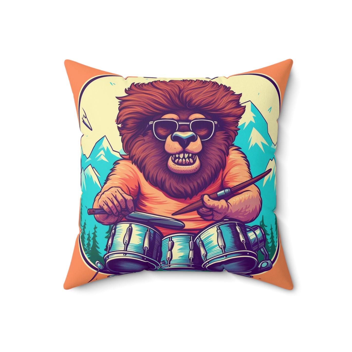 American Music Bison Buffalo Player Graphic Spun Polyester Square Pillow