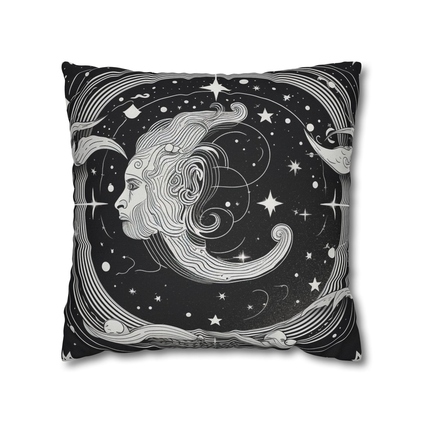 Aquarius Sign Spun Polyester Square Pillow Case, Double Sided Print