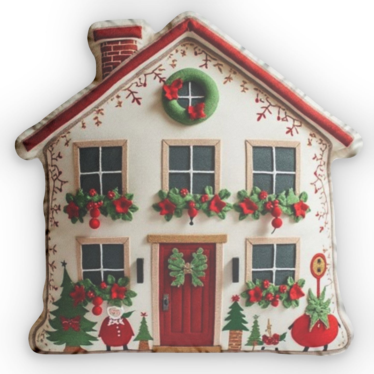 Winter Wonder House Gift, Christmas Plush Cushion, Shaped Pillow