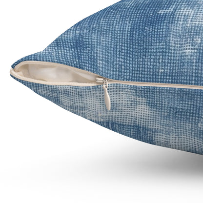 Faded Blue Washed-Out: Denim-Inspired, Style Fabric - Spun Polyester Square Pillow