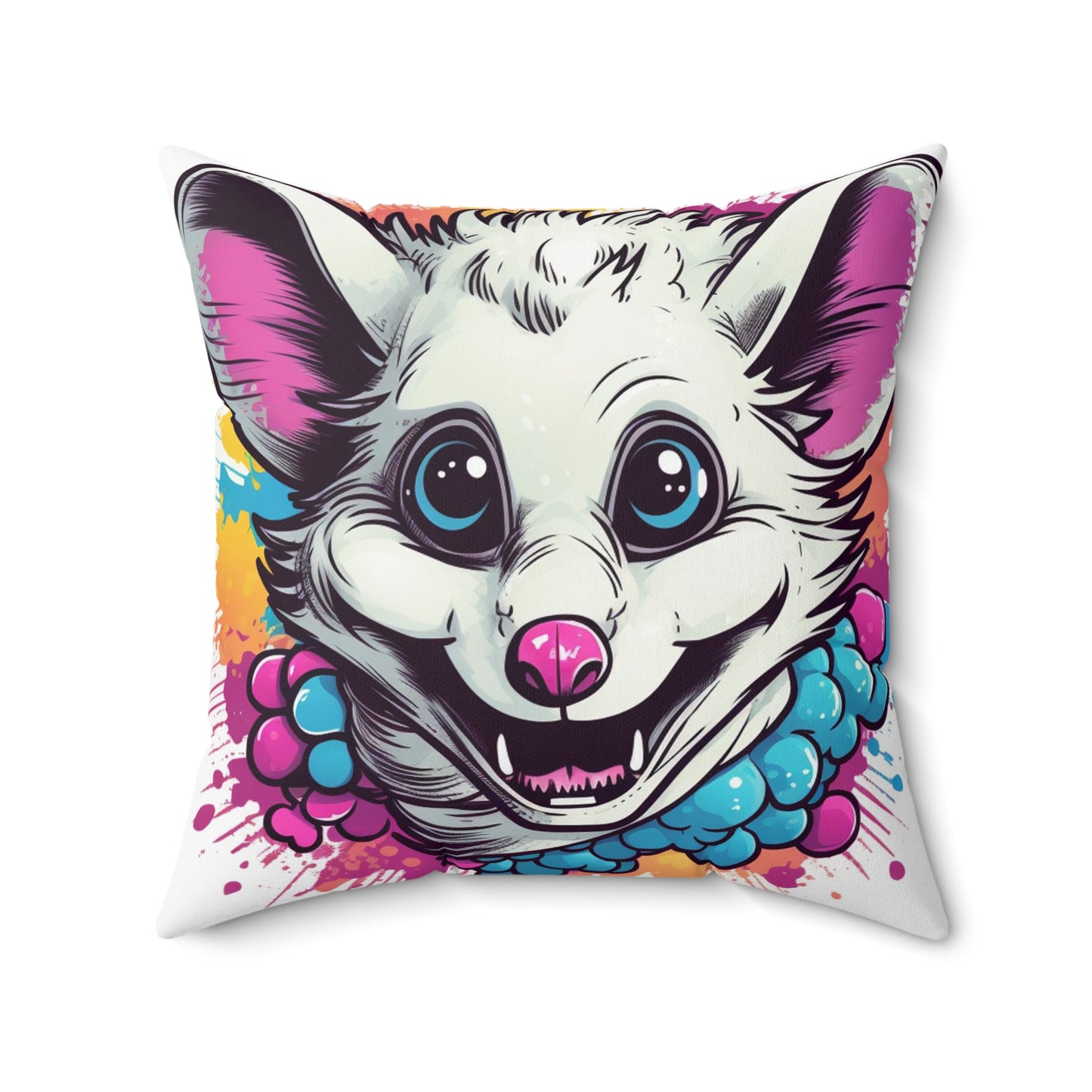 Opossum Animal Creature Anime Character Animation Spun Polyester Square Pillow