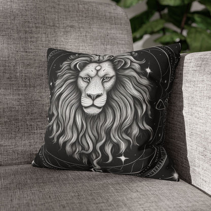 Leo Zodiac Sign Spun Polyester Square Pillow Case, Double Sided Print