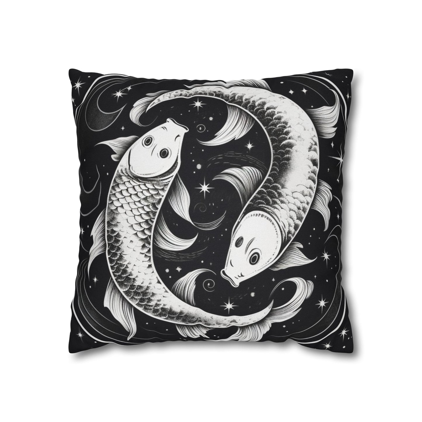 Pisces Zodiac Sign Polyester Square Pillow Case, Double Sided Design