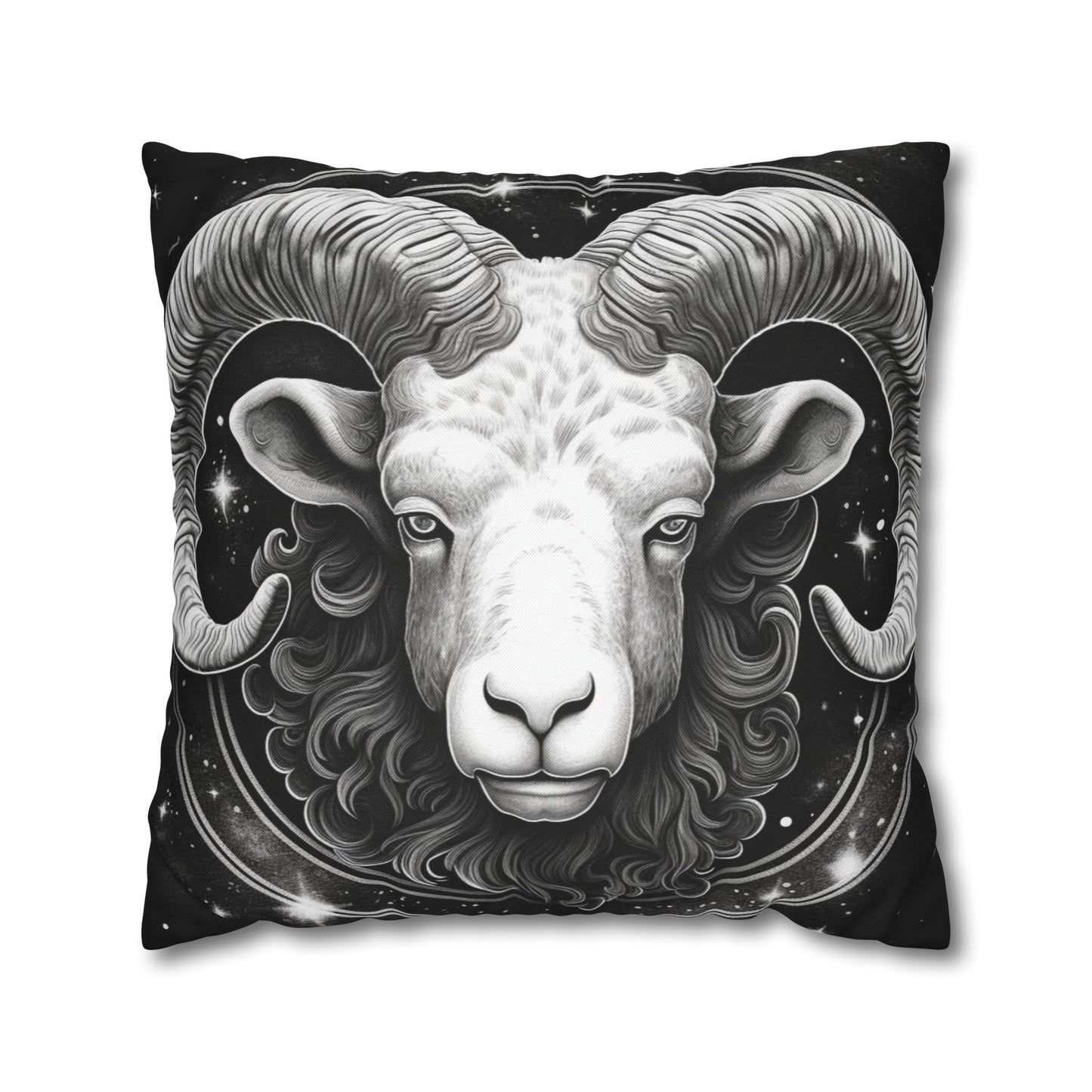 Aries Zodiac Sign Spun Polyester Square Pillow Case, Double Sided Print