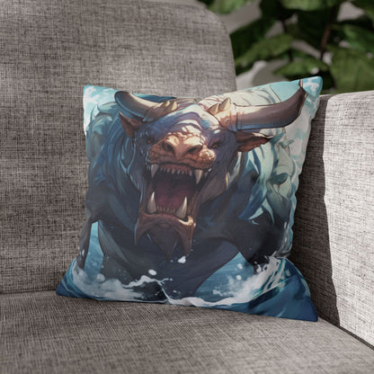 Bull Shark Fusion: Water Fantasy - Hybrid Ocean Marine Animal - Spun Polyester Square Pillow Case