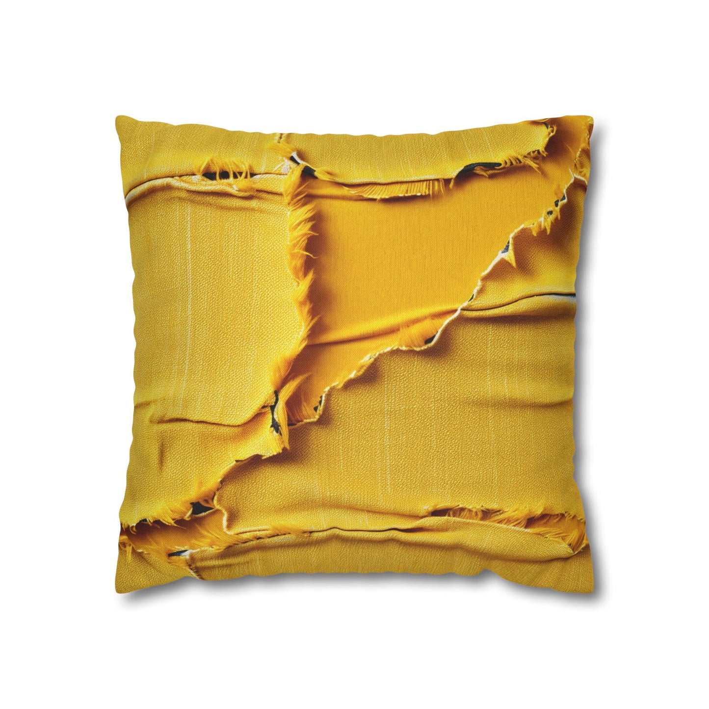 Banana Yellow Lemon: Bold Distressed, Denim-Inspired Fabric - Spun Polyester Square Pillow Case