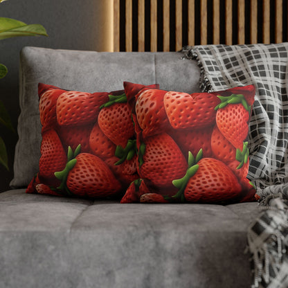 Garden Strawberries- Wild Sweet Gourmet - Farm Growing Ripe Red Fruit -Spun Polyester Square Pillow Case