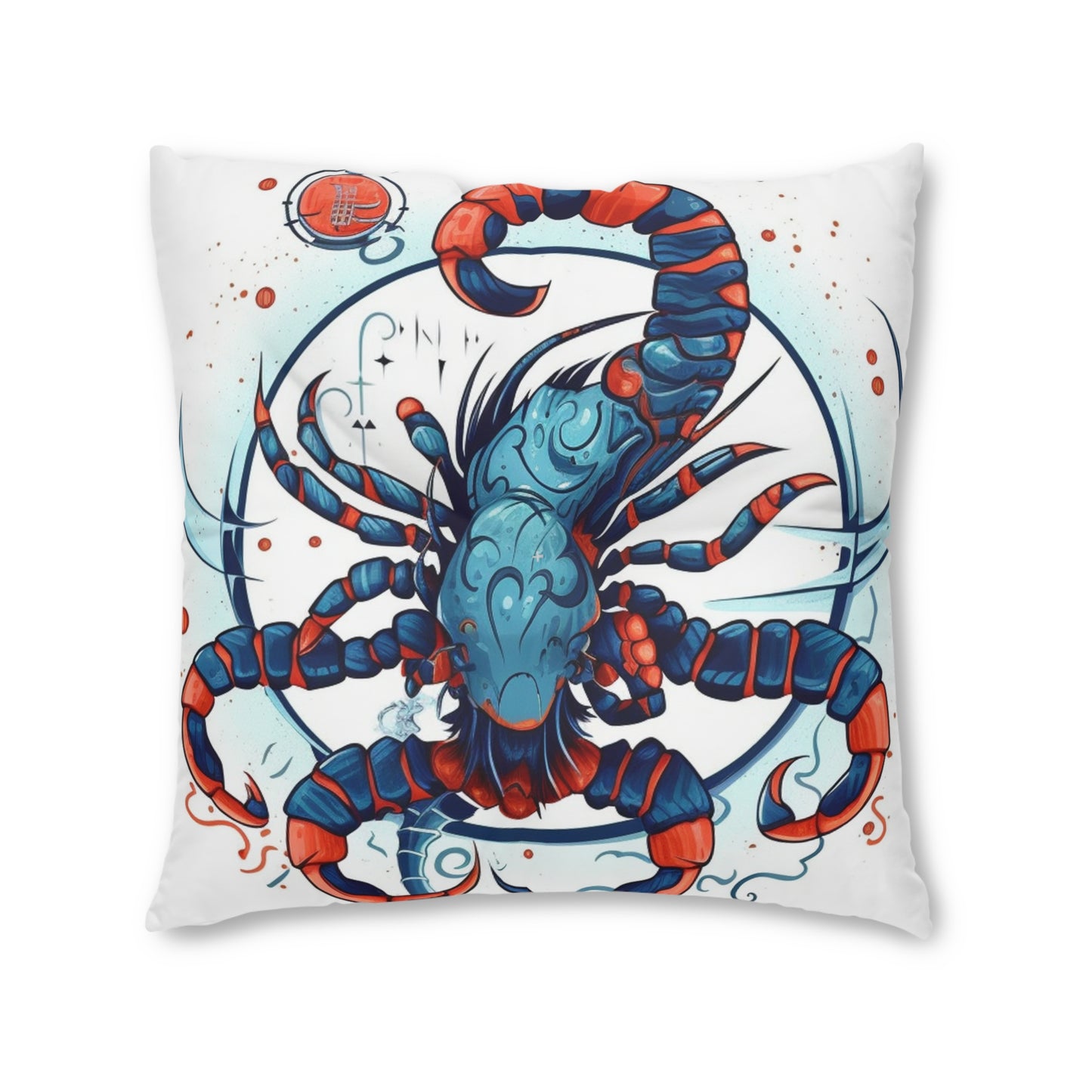 Cute Scorpio Zodiac Sign - Big Claws, Long Tail Cosmic Astrology Symbol - Tufted Floor Pillow, Square