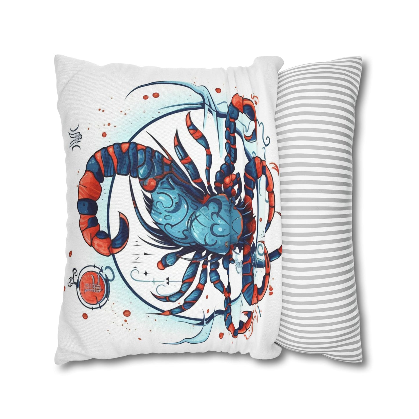 Cute Scorpio Zodiac Sign - Big Claws, Long Tail Cosmic Astrology Symbol - Spun Polyester Square Pillow Case