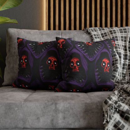 Grim Reaper Crochet Halloween Fright Scare Ghoul Fantasy Horror - Spun Polyester Square Pillow Case