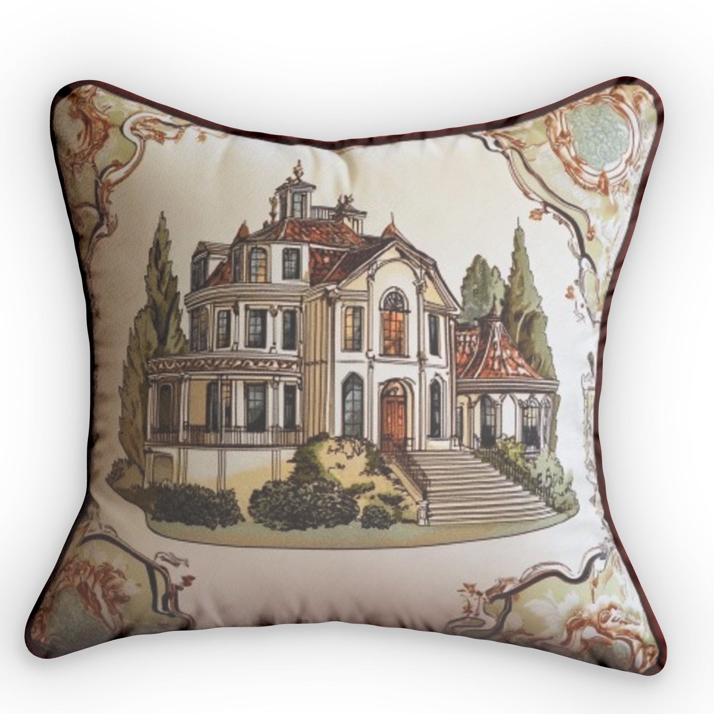 Fancy Classic Historic Elegant House, Stuffed Mansion, Plush Shaped Pillow