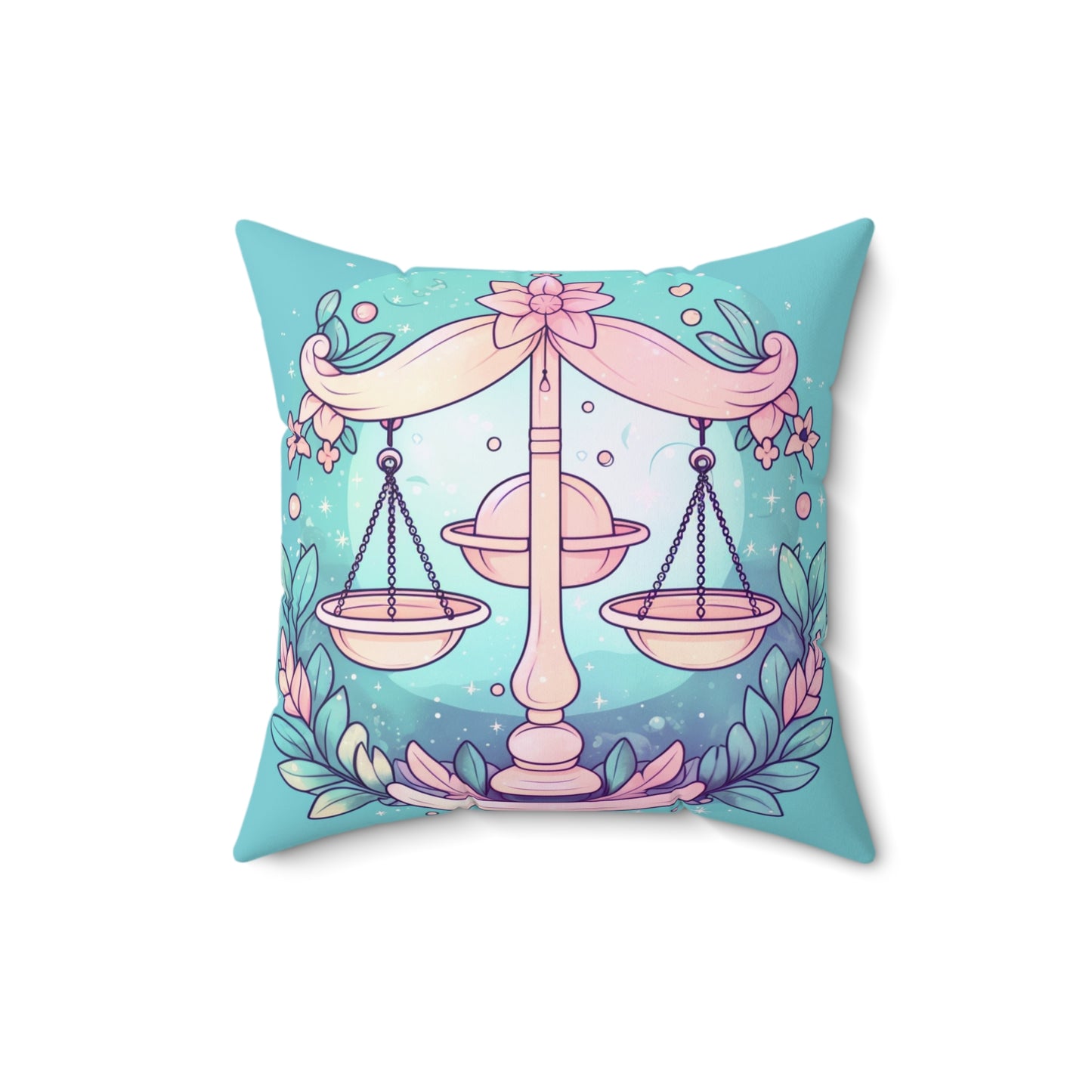 Libra Astrology - Soft Lighting & Pastel Zodiac Sign Symbol - Spun Polyester Square Pillow