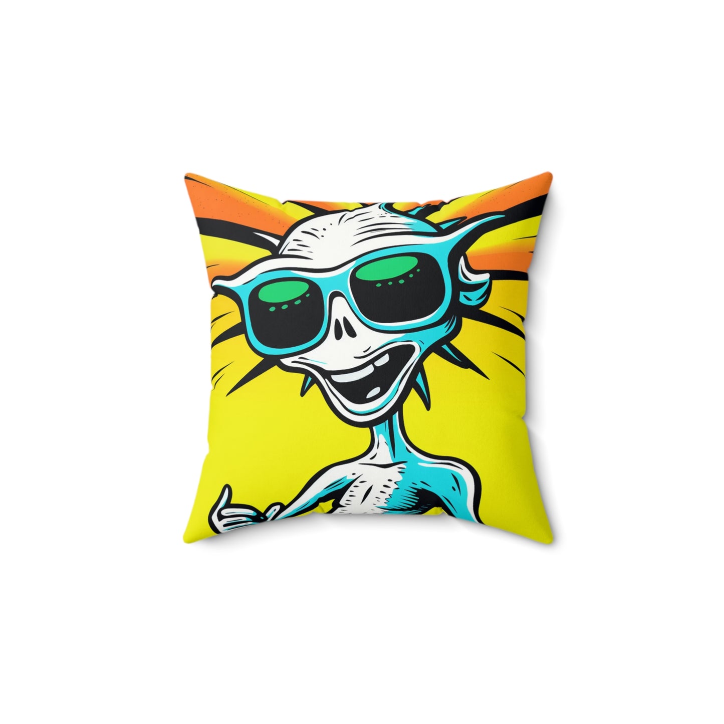 Fashionable UFO-Inspired Summertime Animated Spun Polyester Square Pillow