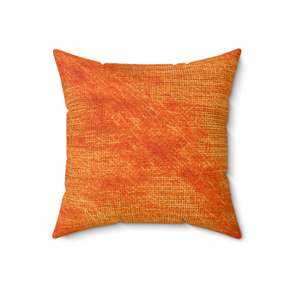 Burnt Orange/Rust: Denim-Inspired Autumn Fall Color Fabric - Spun Polyester Square Pillow