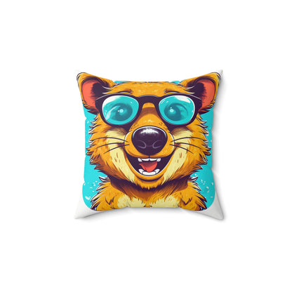 Quokka Cartoon Design Happy Animal Spun Polyester Square Pillow