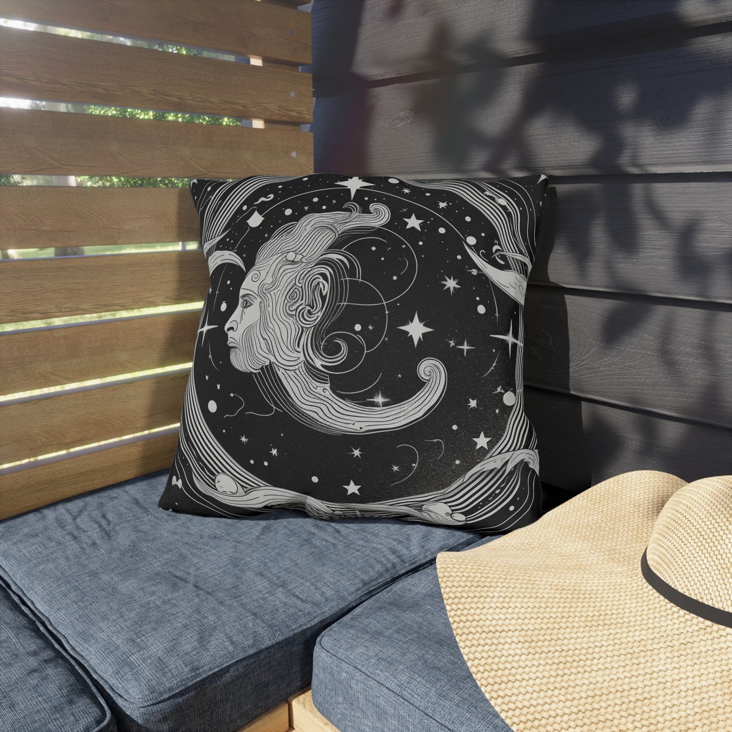 Aquarius Zodiac UV-Resistant Outdoor Pillow, Water-Resistant, Spun Polyester