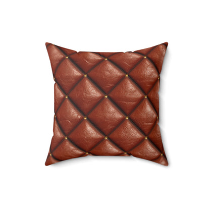 Brown Leather Cognac Pattern Rugged Durable Design Style - Spun Polyester Square Pillow