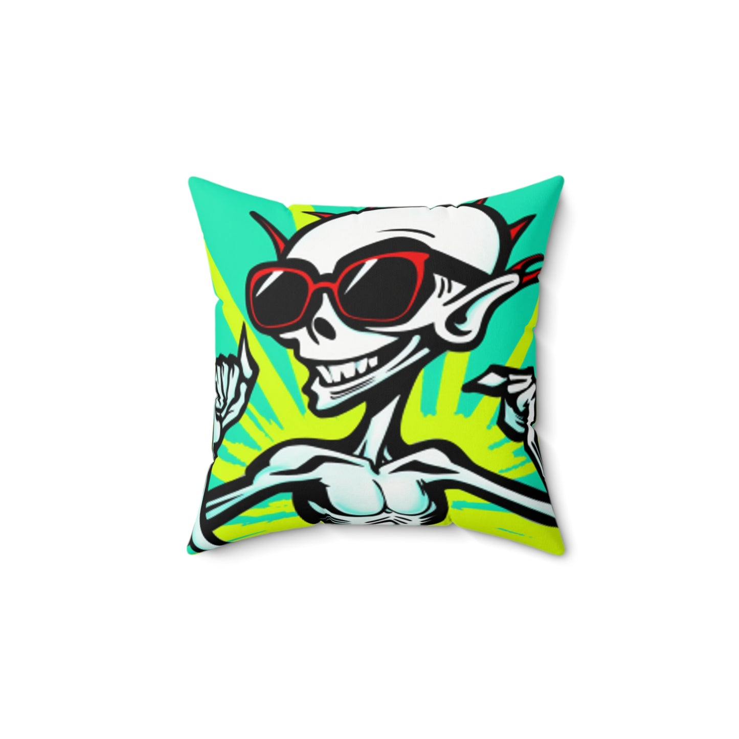 Beach Bum Summer Alien Anime Spun Polyester Square Pillow