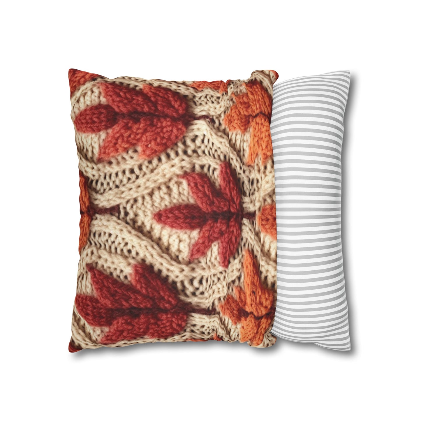 Crochet Fall Leaves: Harvest Rustic Design - Golden Browns -Woodland Maple Magic - Spun Polyester Square Pillow Case