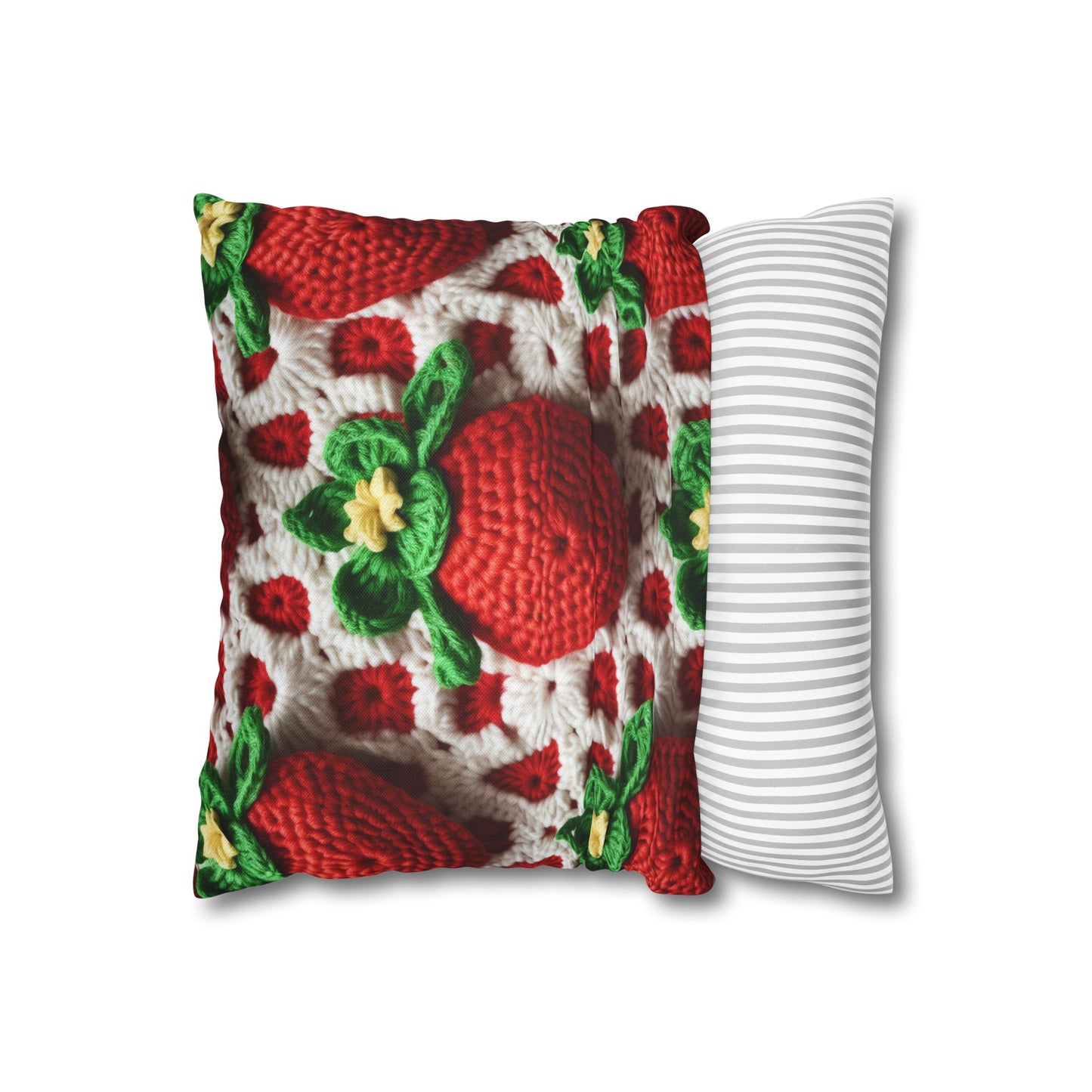 Strawberry Crochet Pattern - Amigurumi Strawberries - Fruit Design for Home and Gifts - Spun Polyester Square Pillow Case