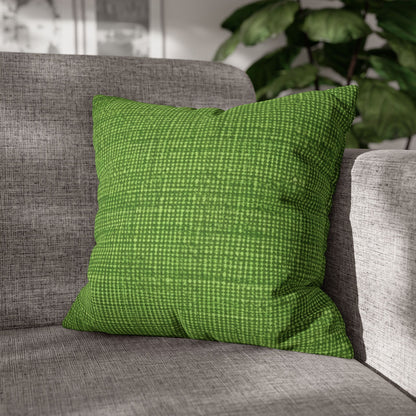 Olive Green Denim-Style: Seamless, Textured Fabric - Spun Polyester Square Pillow Case