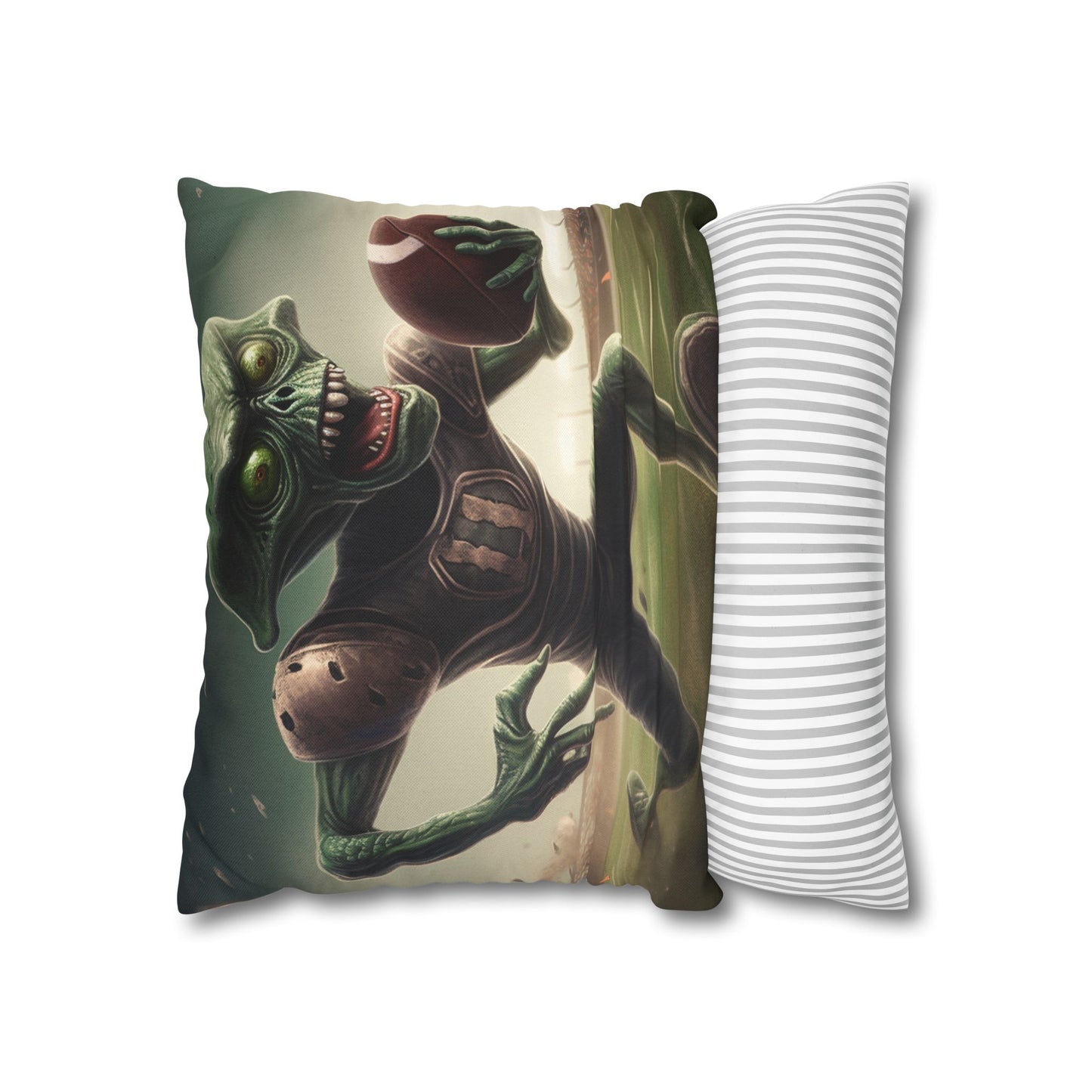 Alien Football Space Sport Game Stadium Athlete Galaxy Player - Spun Polyester Square Pillow Case