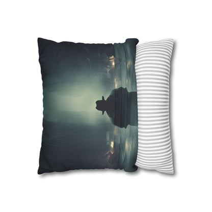 Mystery Detective Alley - Noir Book Cover Artwork Spun Polyester Square Pillow Case