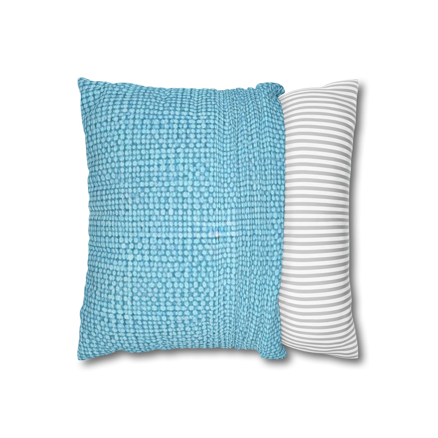 Bright Aqua Teal: Denim-Inspired Refreshing Blue Summer Fabric - Spun Polyester Square Pillow Case