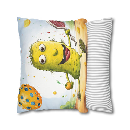 Pickleball Play: Pickle Sport Action Game, Fast Dink Ball - Spun Polyester Square Pillow Case