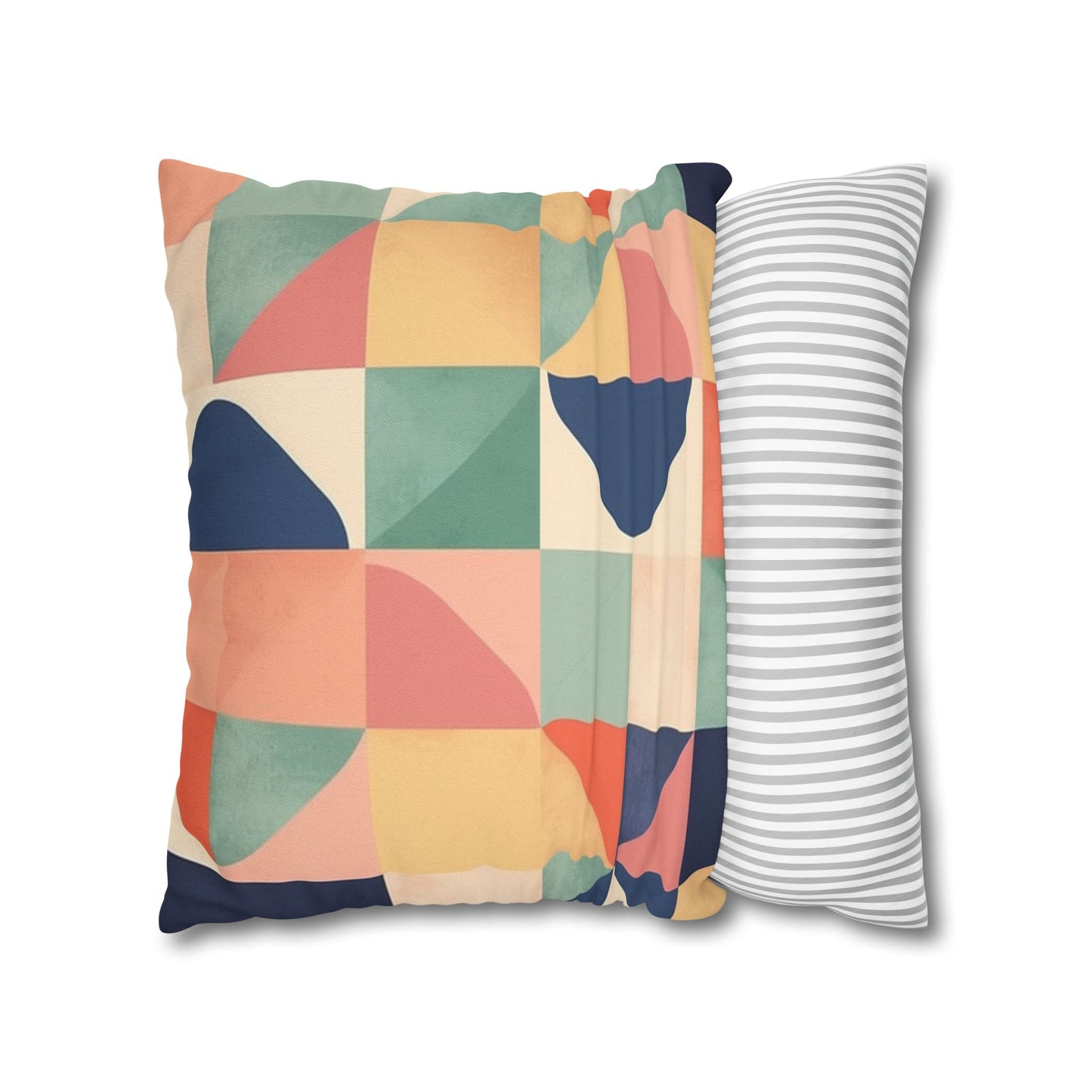 Minimalist Geometric Shapes - Pastel Decor Design Spun Polyester Square Pillow Case