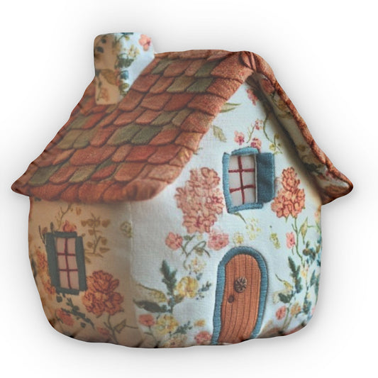 House Cottagecore, Sewn Gift, Plush Shaped Pillow