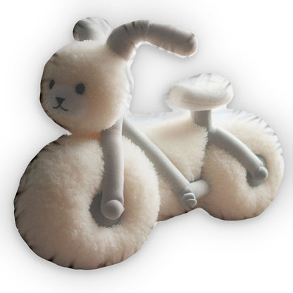 Bunny Hop Bicycle Plush Shaped Pillow