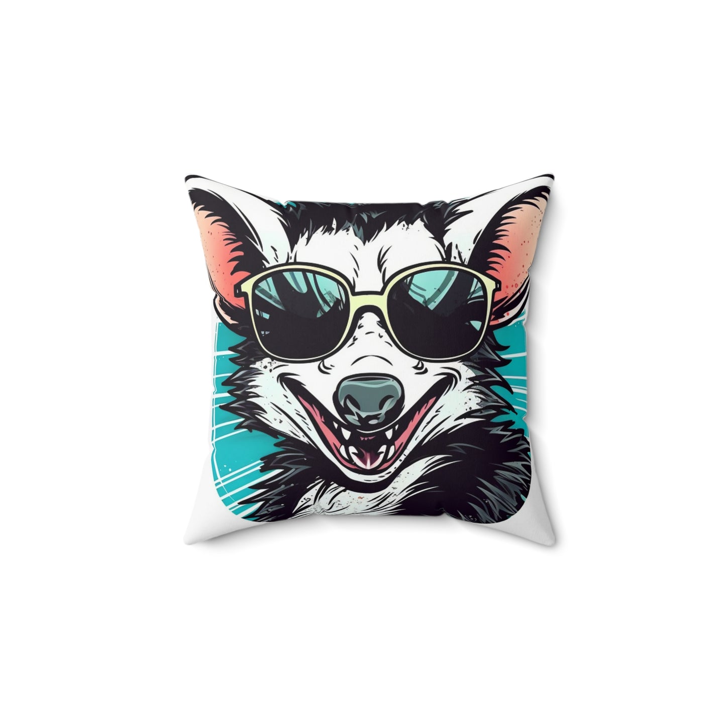 Joyful Opossum Retro Animation Spun Polyester Square Pillow