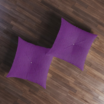 Violet/Plum/Purple: Denim-Inspired Luxurious Fabric - Tufted Floor Pillow, Square