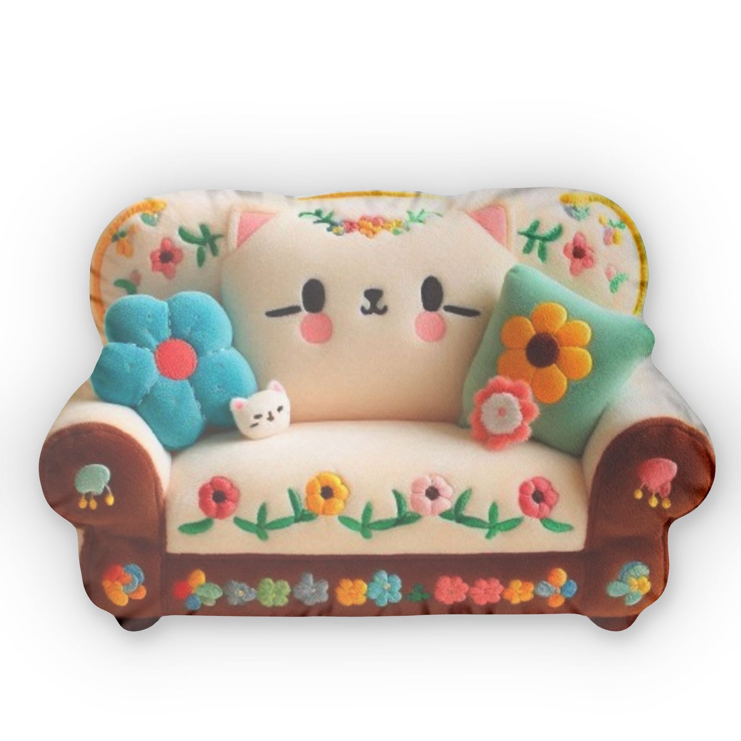 Kawaii Cat Couch, Plush Kitten Gift, Shaped Pillow