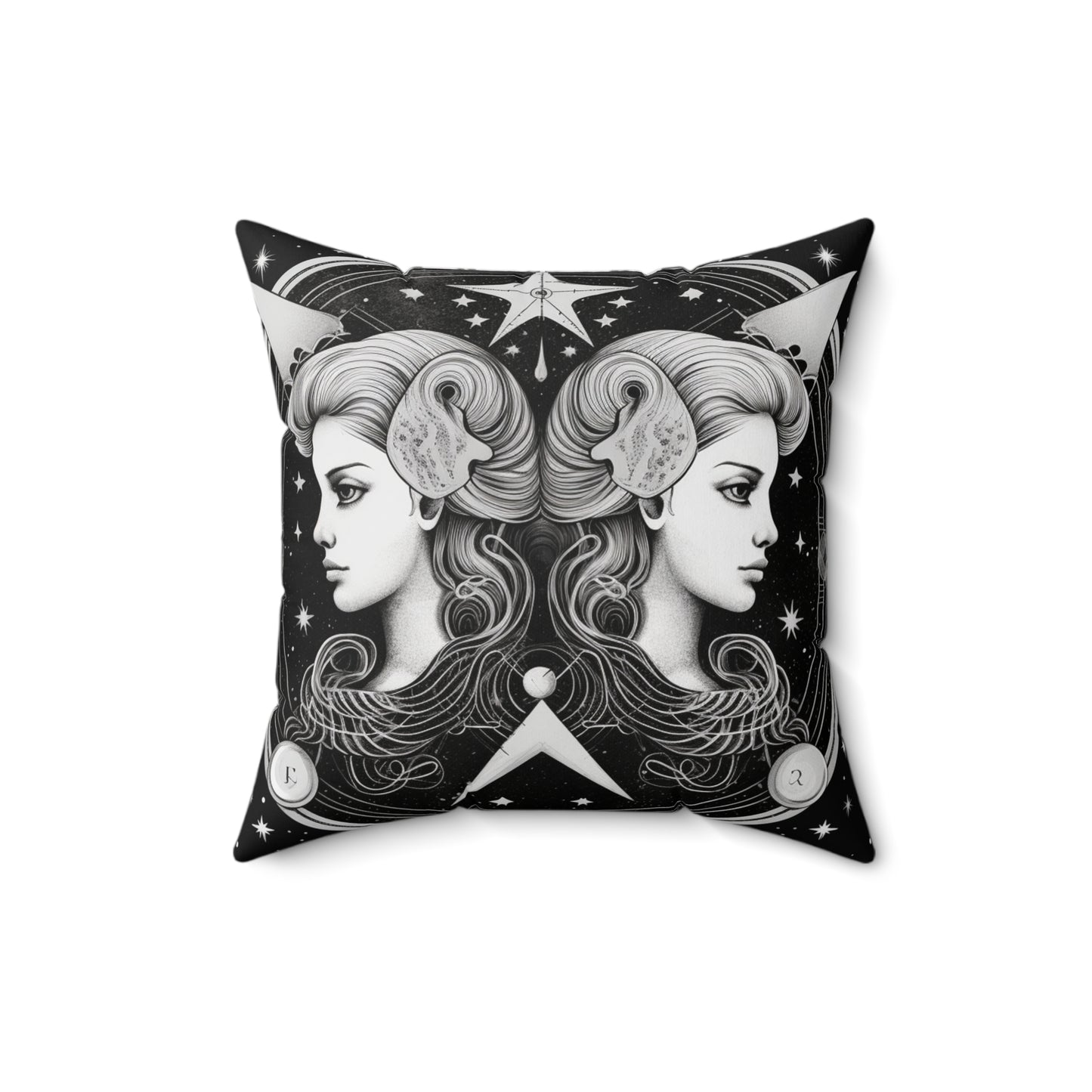 Gemini Zodiac, Twin Symbol Design, Air Element, Spun Polyester Square Pillow