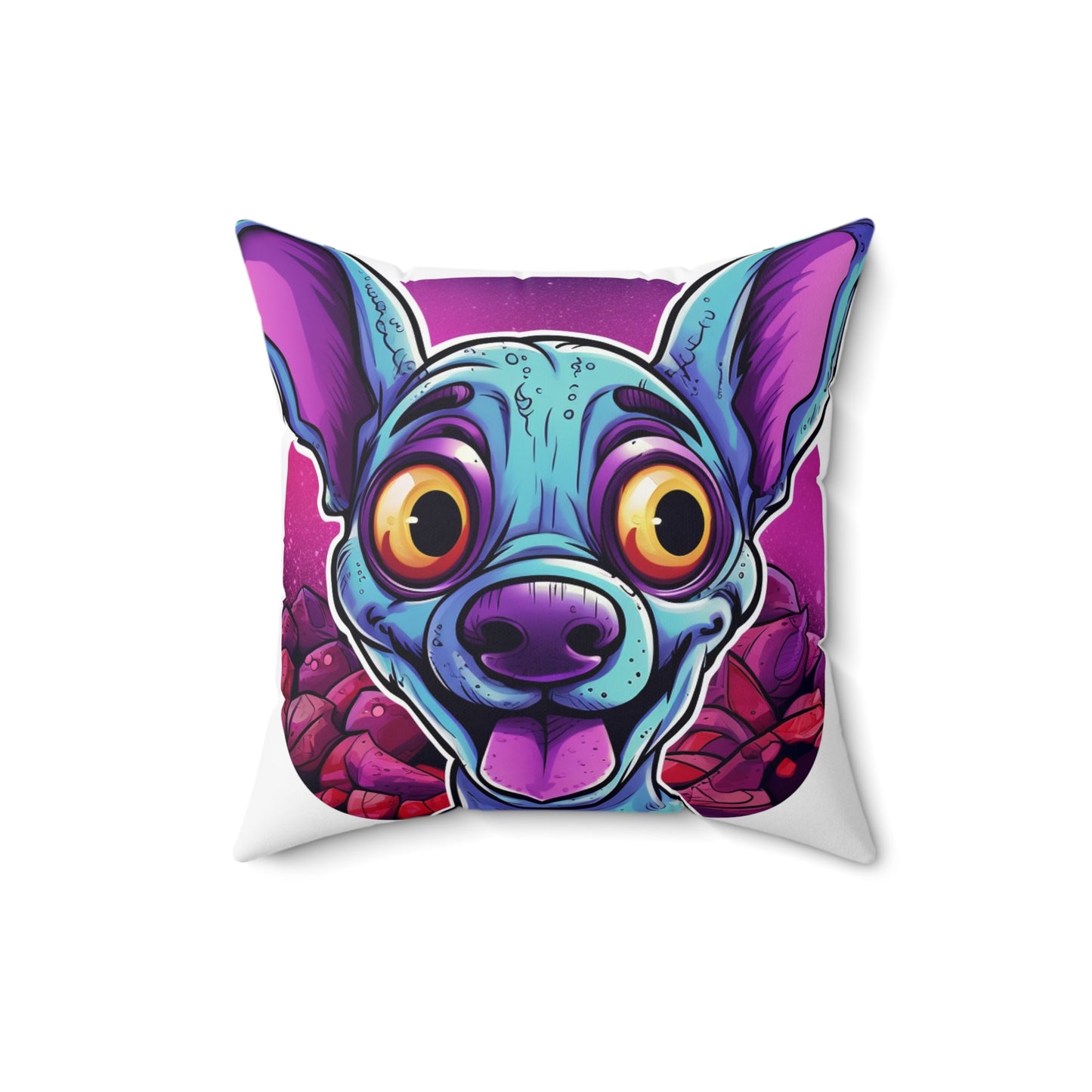 Classic Alien Dog Space Cartoon Style with a Retro Twist Spun Polyester Square Pillow