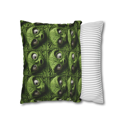 Alien Granny Square Crochet - Galacitc Space Sci fi Fantasy Theme - Spun Polyester Square Pillow Case