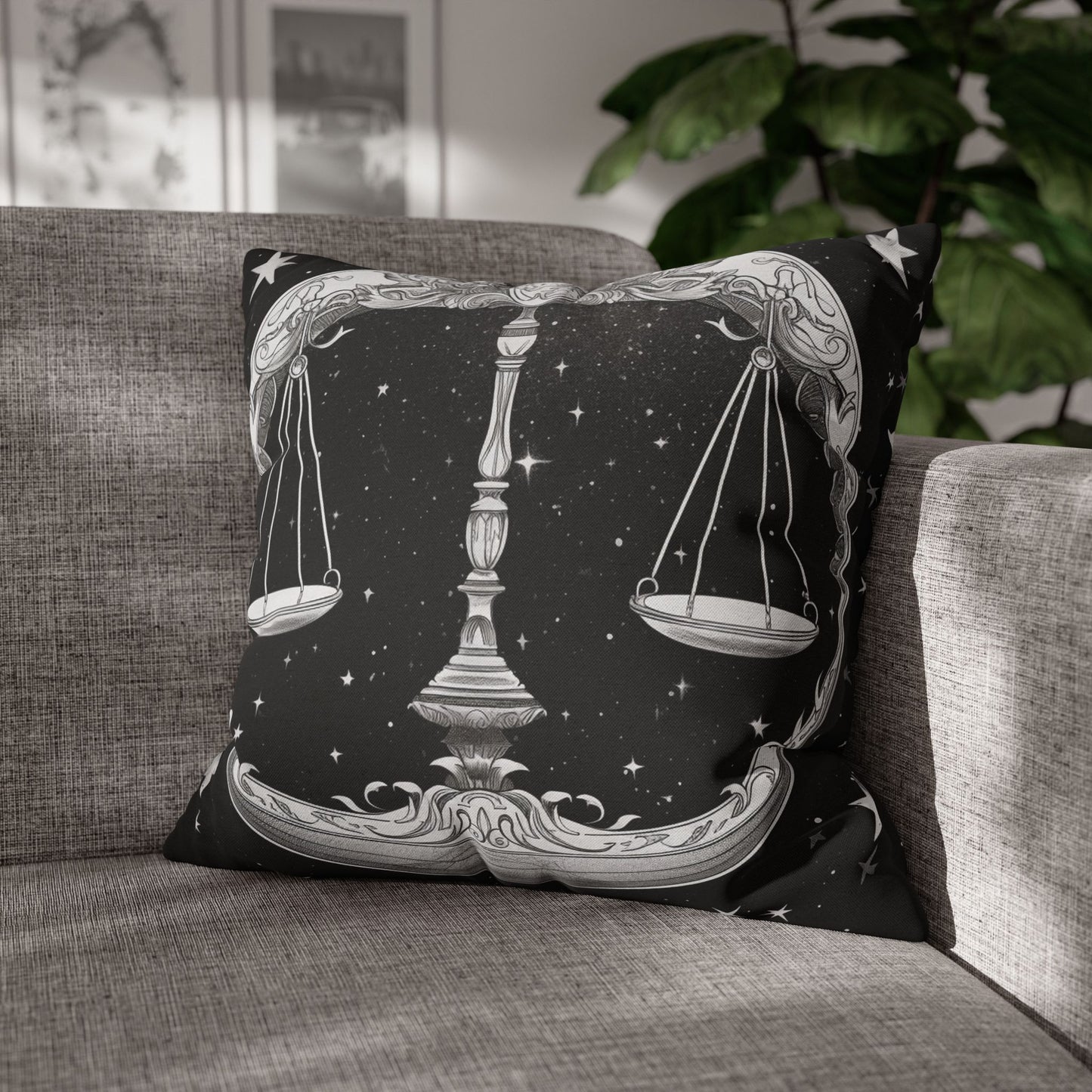 Libra Zodiac Sign Polyester Square Pillow Case, Double Sided Print